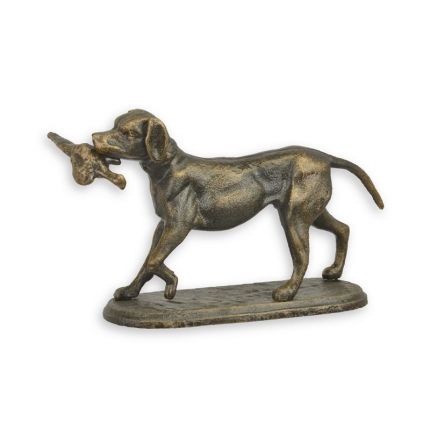 Gusseisentierfigur Jagdhund, A CAST IRON FIGURINE OF A HOUND WITH PHEASANT