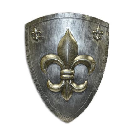 Wanddekoration Schild mit Lilie, Eisen, AN IRON WALL MOUNT SHIELD WITH FLEUR DE LIS - RUST (RX-467)