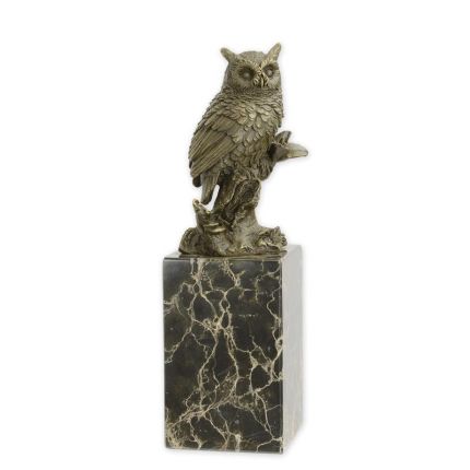 Bronzefigur Eule, A BRONZE SCULPTURE OF A LONG-EARED OWL