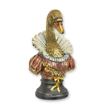 Tierbüste bekleideter Schwan - H. 34,7 cm - Polyresin