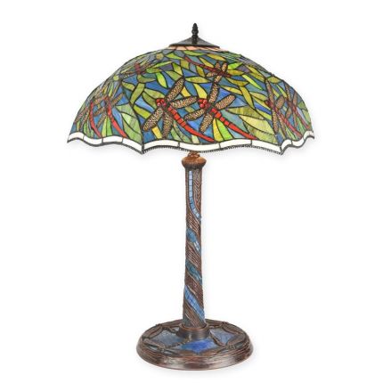 Tischlampe im Tiffany-Stil - H. 60 cm - rund - groß und schwer