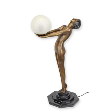 Art-Deco Lampe mit Bronzefrauenfigur, Höhe 72,5 cm, Standlampe, Tischlampe, Raumdekorataion, A BRONZE ART DECO FIGURAL LAMP