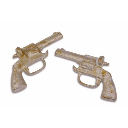 2er-Set Flaschenöffner in Revolver-Form, A PAIR OF CAST IRON REVOLVER SHAPED BOTTLE OPENERS