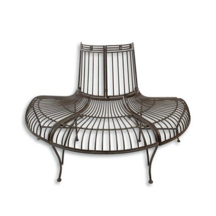 Halbrunde Eisen-Baumbank, braun, A BROWN DEMI ROUND IRON TREE BENCH