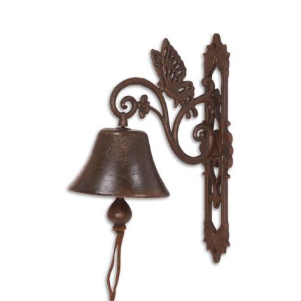 2er-Set Gusseisen-Wandglocken mit Schmetterling, A PAIR OF CAST IRON BUTTERFLY BELLS