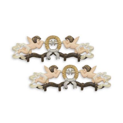 Paar Hakenleisten mit Engelfiguren aus Gusseisen, A PAIR OF CAST IRON COAT HOOKS