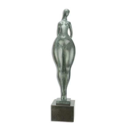 Moderne Bronzefigur nackte, stehende Frau - Höhe 71,2 cm