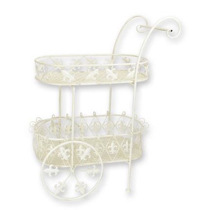 Weißer Eisen-Teewagen, AN IRON TEA CART - WHITE