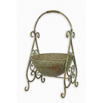 Früchtekorb in einem Ständer aus Eisen, AN IRON FRUIT BASKET ON STAND