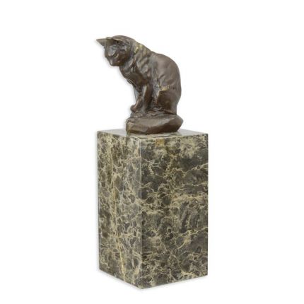 Bronzefigur sitzende Katze - Höhe 21,5 cm