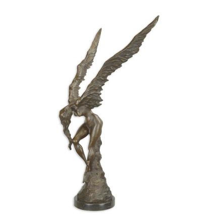 Bronzefigur Engel - nackte, geflügelte Frau - Höhe 86,4 cm
