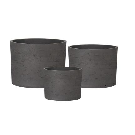 Zylindertopf Laos - Zement - rund - anthrazit