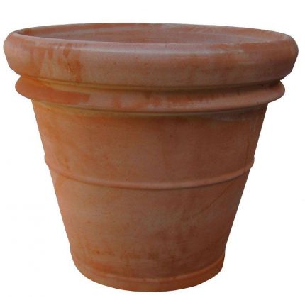 Galestro Terracotta, Vaso Doppio Orlo, runder Pflanztopf, Vase, Blumentopf, Pflanzgefäß