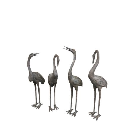 Bronze Figur, 4er-Set Reiher, Brunnenfigur, Vogel, Tierfigur, Figur, Bronzefigur, Graureiher