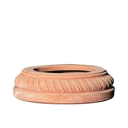 Impruneta Terracotta, Base a Fascia Scanalata, Sockel, Basis, Terracottasockel, Terracottabasis