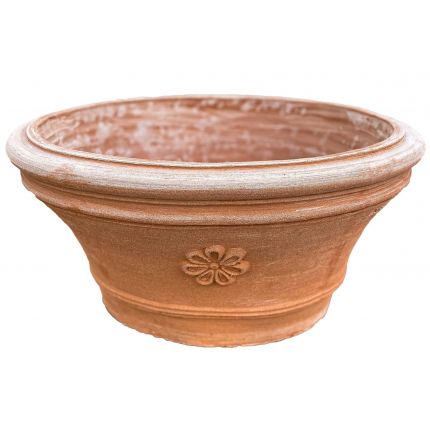 Galestro Terracotta, Ovale Margherita, Blumentopf, Wanne, oval, verziert, Blüte, Streifen