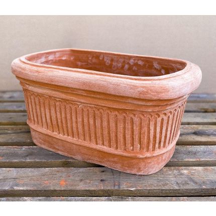 Galestro Terracotta, Fioriera Ovale Scalfita, Blumentopf, Blumenkasten, oval, Streifenverzierung