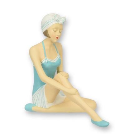 Frauenfigur in Badeanzug - Retro-Stil - H. 17,1 cm - Polyresin