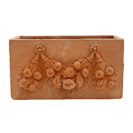 Impruneta Terracotta, Cassettina con festoni, verzierter Blumenkasten, Balkonkasten