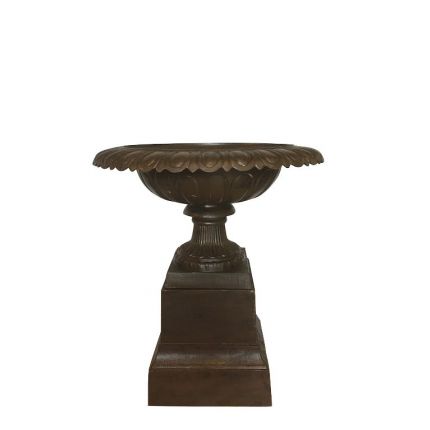 Gusseisen, Pokal auf Sockel, Höhe 75 cm, Vase, Pflanzgefäß, Amphore, Gefäß