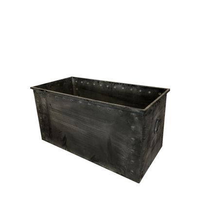 Metallpflanzgefäß, Rechteckiger Blumenkasten mit Nieten (80 cm) , Blumentopf aus Stahl, Metall