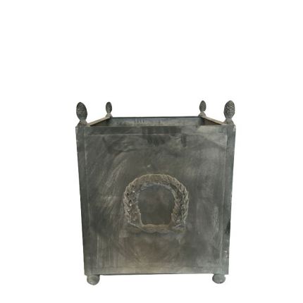 Metallpflanzgefäß, Quatratischer Blumentopf aus Stahl mit Girlande ( 60 cm )