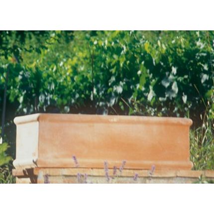 Impruneta Terracotta, Pilone vimini con piede, Blumenkasten, rechteckig, länglich, schlicht, Rechtecktopf, Terracottatopf