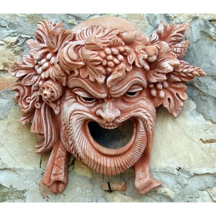 Impruneta Terracotta, Maschera Bacco Pompei, Pflanztopf, Blumentopf, Topf