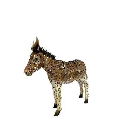 Eisenfigur, Esel mit Korb, Tierfigur, Gartendekoration