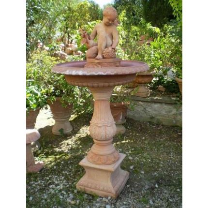 Impruneta Terracotta, Fontana ornata con Bambina, Brunnen, freistehender Brunnen