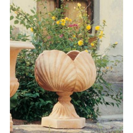  Impruneta Terracotta, Vaso tulipano con piede, Pokal, modernes Pflanzgefäß