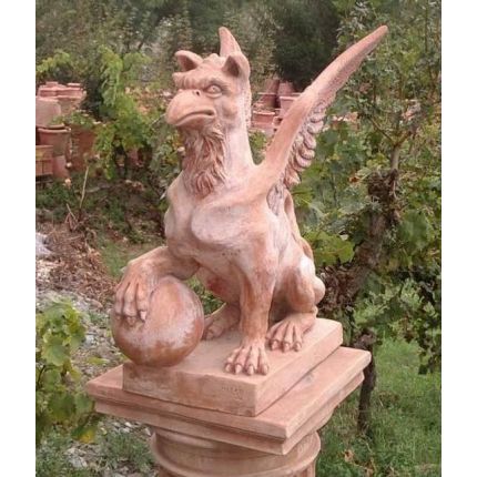 Impruneta Terracotta, Grifo dx-sx, Griffon, Figur, Skulptur, Greif, Fabelwesen