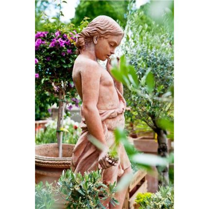 Impruneta Terracotta, Statua giovanetta con fiori, weibliche Figur mit Blumen