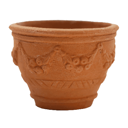 Impruneta Terracotta, Conchina ornata, verziertes Gefäß, Blumentopf