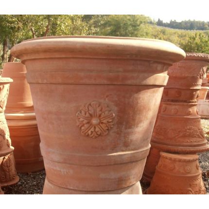 Impruneta Terracotta, Vaso con rosoni, Blumentopf, Pflanzgefäß, Vase, Topf