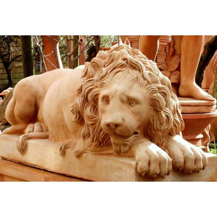 Impruneta Terracotta, Leone sdraiato Canova sx, Löwenfigur, Löwe 