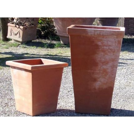 Impruneta Terracotta, Cassetta Piramide, Blumenkasten, Pflanzvase, quadratisch, schlicht, Vierecktopf, Terracottatopf