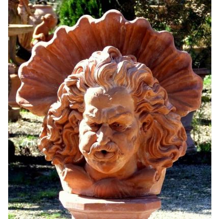Impruneta Terracotta, Maschera Eolo con conchiglia, Wasserspeier, Muschelfigur