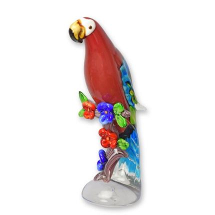 Glasfigur Papagei - H. 35,7 cm - Muranoglas-Stil