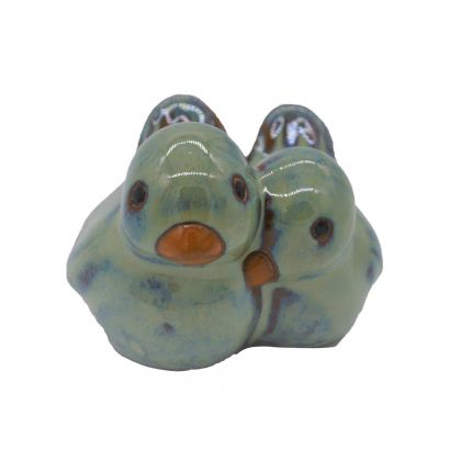 Vogelpärchen - L. 9 cm - lindgrün- Terracotta