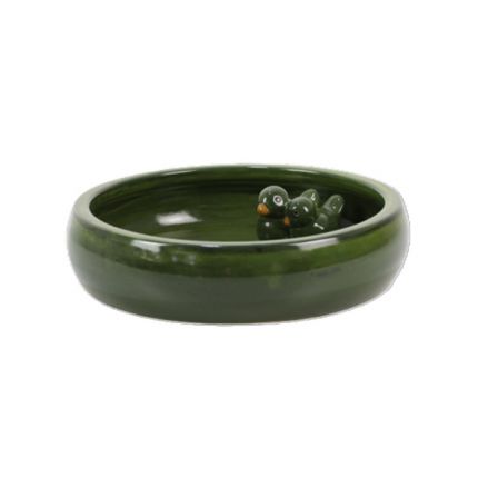 Vogelbad - glasierte Terracotta - Ø 35 cm - dunkelgrün - Royal Garden