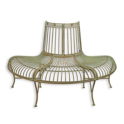 Baumbank - halbrund - rötlichgrün - L. 133,8 cm - Eisen