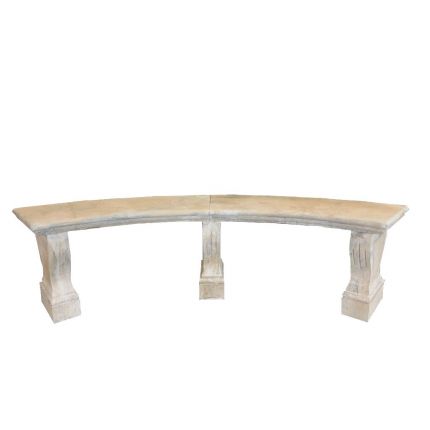 Natursteinbank, halbrunde Gartenbank, Gartenmöbel