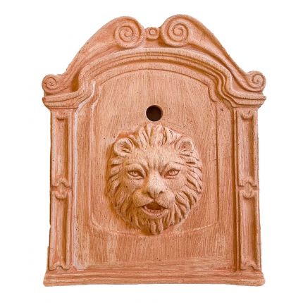 Galestro Terracotta, Pannello Leone, Wandpanel mit Löwenkopf, Panel für Wandbrunnen, Wandbild