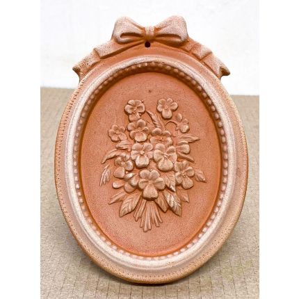 Galestro Terracotta, Ovalini Fiori, Wandbild Blumenstrauß, oval, Dekoration, Relief
