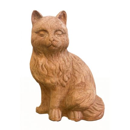 Galestro Terracotta, Gatto in Piedi, Katze, sitzend, Tierfigur, Gartenfigur