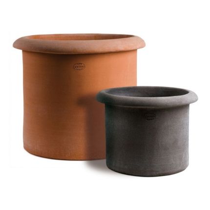 Impruneta Terracotta, Vaso Enrico, schlichter Zylinder, Blumentopf, Pflanztopf, Topf