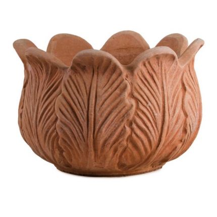 Impruneta Terracotta, Vaso Foglie, Gefäß mit Blättern, Pflanztopf