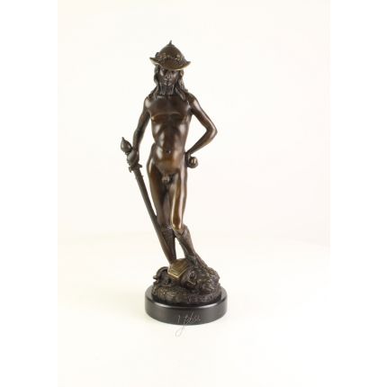 Bronzefigur David - Höhe 45 cm - nackter Mann
