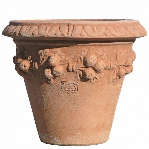 Impruneta Terracotta, Vasetto con frutta, runder Pflanztopf, Blumentopf, Vase